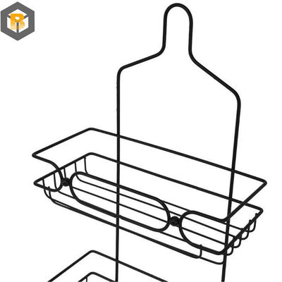 Personalizado por 2D / 3D / dibujo 2 Tier Metal Negro organizador de cesta de baño para el coche de ducha