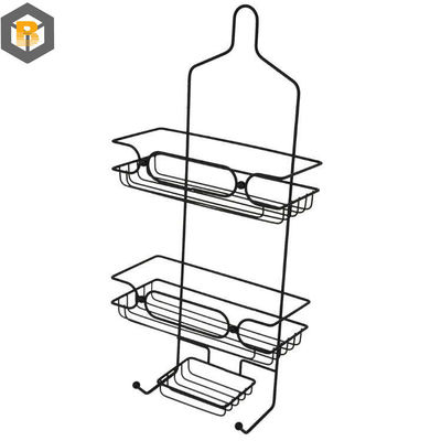 Personalizado por 2D / 3D / dibujo 2 Tier Metal Negro organizador de cesta de baño para el coche de ducha