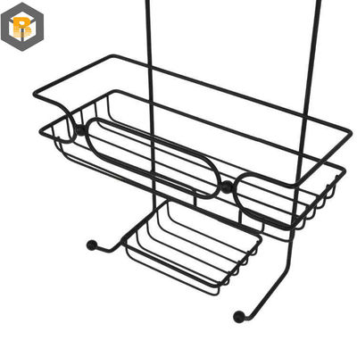 Personalizado por 2D / 3D / dibujo 2 Tier Metal Negro organizador de cesta de baño para el coche de ducha