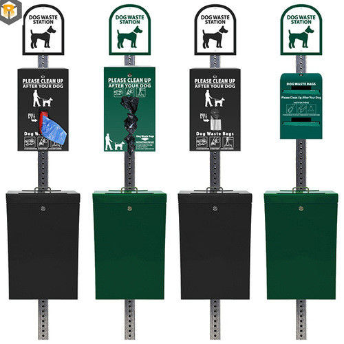 Estación de desechos de mascotas personalizada de acero inoxidable Estación de distribución de bolsas de caca para perros Estación de procesamiento de metal Parte de la máquina