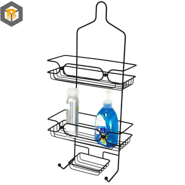 Personalizado por 2D / 3D / dibujo 2 Tier Metal Negro organizador de cesta de baño para el coche de ducha